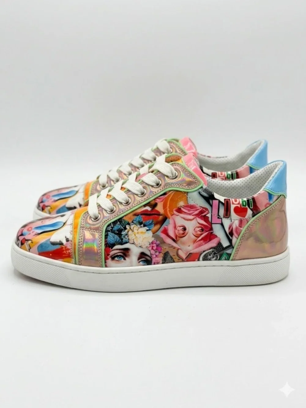 Christian Louboutin Viera Graphic Print Patent Red Sole Sneakers 38 - Picture 4 of 16